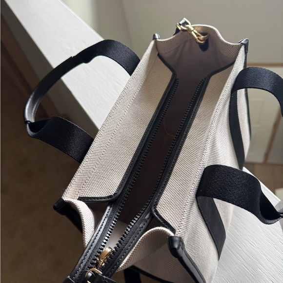 kate spade Cream Canvas Tote with Black Logo Straps - Picture 3 of 6